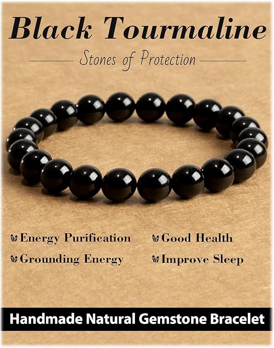 Handmade Natural Stone Beaded Stretch Bracelets,Healing Crystals Protection Bracelet,Spiritual Jewelry Gifts for Women & Men,Replacement Beads Included