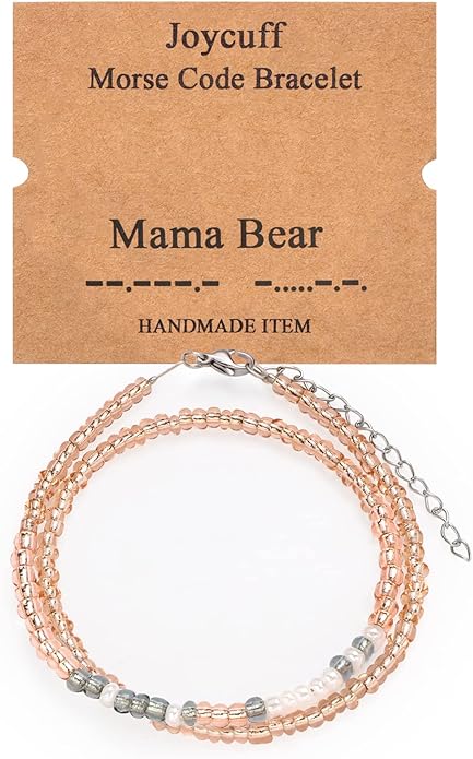 Birthday Gifts for Women Layered Morse Code Bracelets for Mom Aunt Friends Wife Her Beaded Strand Bracelet