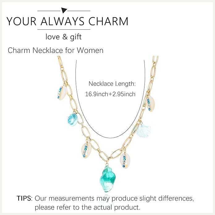 Choistily Charm Necklace Dainty Gold Western Outfit Beach Jewelry for Women Trendy Cowgirl Accessories for Women Gold Bow Sea Shell Pendant Necklace Preppy Stuff Summer Jewelry 2025