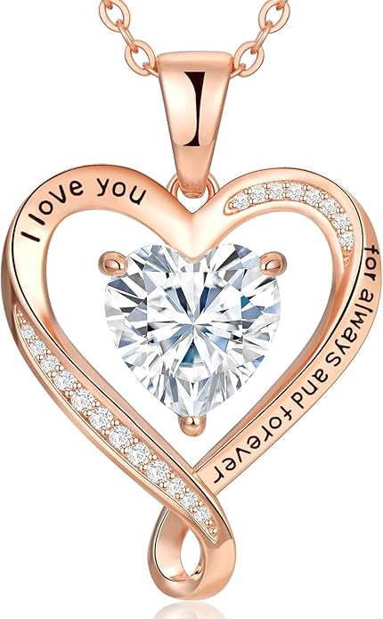 Birthday Gifts for Women Wife Infinity Heart Birthstone I Love You Necklace for Women S925 Sterling Silver Anniversary Wedding Gifts for Christmas Valentines Mothers Day Women's jewelry Diamond Pendant Necklaces Gift for Her Mom Daughter Grandma
