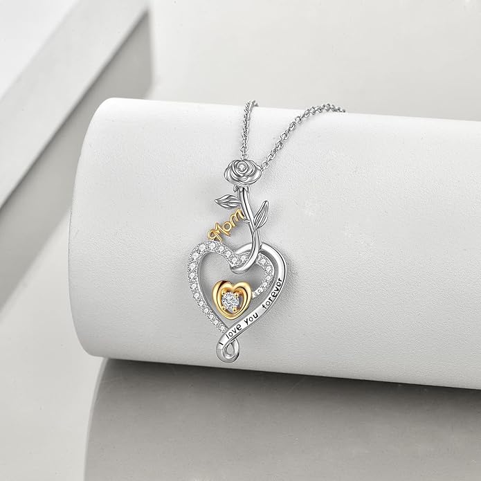 POPKIMI Sterling Silver Necklace Wolves/Elephants/Pandas/Penguins Pendant Necklace for Mom Daughter