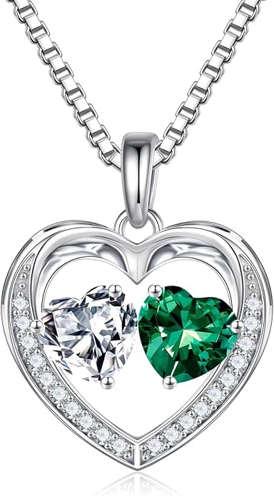 Iefil Birthstone Jewelry for Women - 925 Sterling Silver Birthstone Necklace, Anniversary Birthday Gifts for Women, Jewelry Gifts for Her Wife Mom Daughter