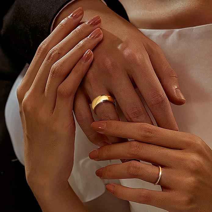 Jstyle 2mm 4mm 6mm 8mm Tungsten Rings for Men Women Hypoallergenic Wedding Band Rings Gold/Silver Domed High Polish Comfort Fit Size 6-12 Not Tarnished