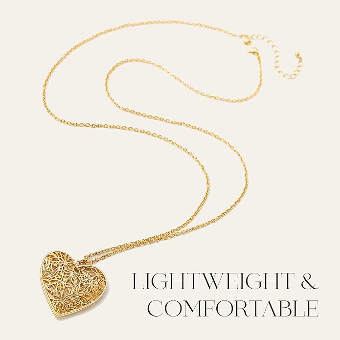 Jewelry Heart Pendant Necklace for Women, 18" Lightweight Chain, Gift-Ready, Elegant and Versatile Design