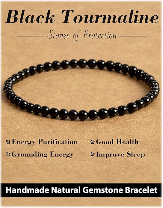 Handmade Natural Stone Beaded Stretch Bracelets,Healing Crystals Protection Bracelet,Spiritual Jewelry Gifts for Women & Men,Replacement Beads Included