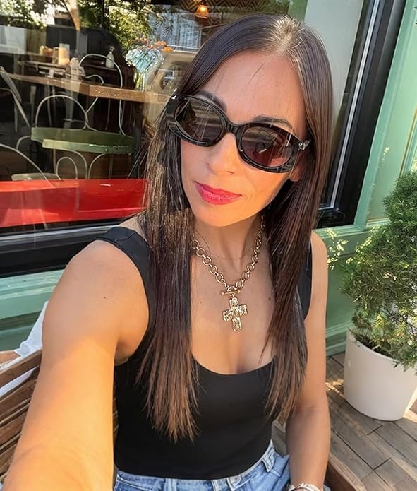 18k Gold Chain Link Necklace for Women, Baroque Pearl/Compass Pendant Necklace