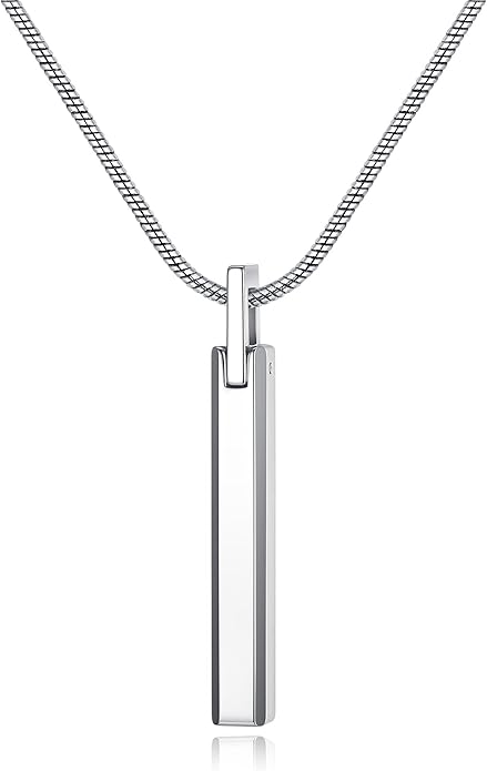 COAI Tungsten Bar Necklace for Men, Men's Pendant Necklace God/Silver 20"-26"