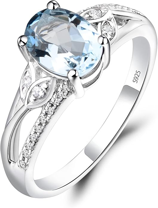 925 Sterling Silver Oval Shaped 8X6 MM Gemstone Ring Leaf Engagement Ring for Women Jewelry