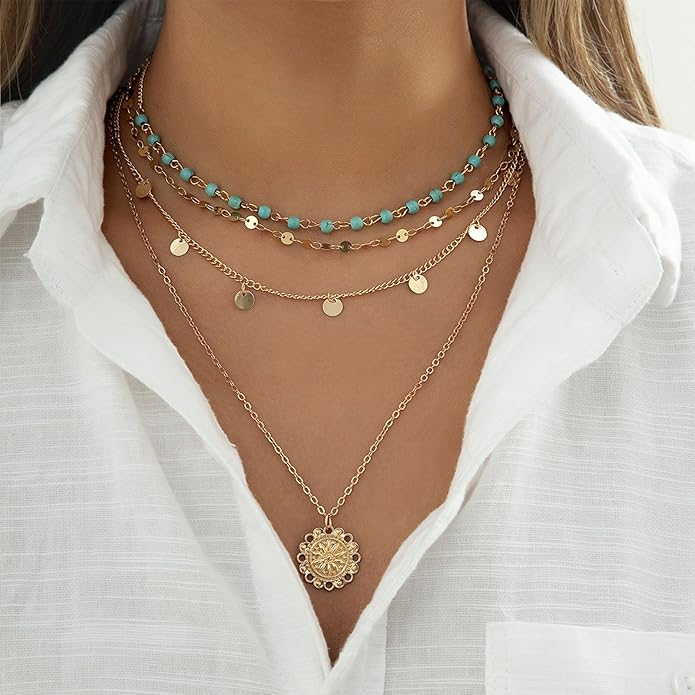 Choistily Charm Necklace Dainty Gold Western Outfit Beach Jewelry for Women Trendy Cowgirl Accessories for Women Gold Bow Sea Shell Pendant Necklace Preppy Stuff Summer Jewelry 2025