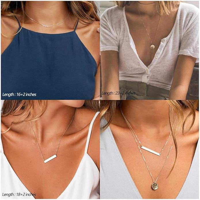 ASCOMY Layered Necklaces for Women Dainty Gold Necklace 14K Gold Plated Herringbone Necklace for Women Pearl Cross Necklace Paperclip Cuban Figaro Rope Satellite Chain Gold Choker Trendy Jewelry Gift