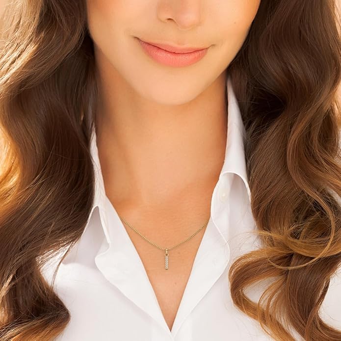 PEORA Letter A to Z Lab Grown Diamond Initial Pendant Necklace in Sterling Silver, F-G Color, VS Clarity, with 18 inch Chain