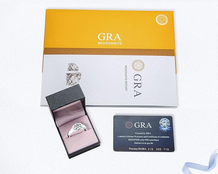 AINUOSHI 2.0 Carat Moissanite Ring, Wedding Ring, Made with Sterling Silver, Round Cut, Gift for Wedding, Engagement and Anniversary