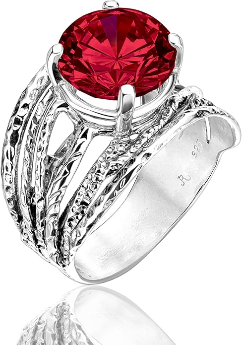 JEAN RACHEL JEWELRY 925 Sterling Silver Ring - Wrap Vintage Design with Prong Set Round Cubic Zirconia - Hypoallergenic, Lead & Nickel Free - Artisan Handcrafted Statement Rings for Women