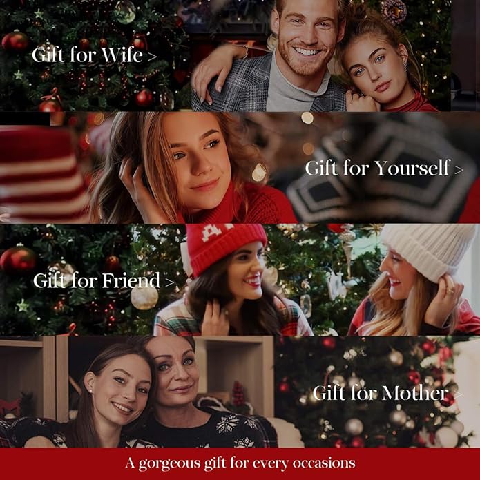 AGVANA 14K Solid White Gold Diamond Gemstone Pendant with Sterling Silver Chain 8mm Heart Birthstone Necklace Fine Jewelry Anniversary Birthday Gifts for Women Mom Wife