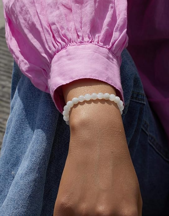 Handmade Natural Stone Beaded Stretch Bracelets,Healing Crystals Protection Bracelet,Spiritual Jewelry Gifts for Women & Men,Replacement Beads Included