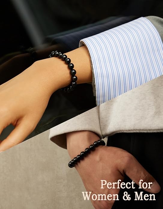 Handmade Natural Stone Beaded Stretch Bracelets,Healing Crystals Protection Bracelet,Spiritual Jewelry Gifts for Women & Men,Replacement Beads Included