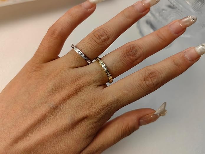 Vintage Celtic Knot Women's Engagement Ring Sets 925 Sterling Silver/14K Gold Plated Stackable Wedding Bands Rings AAAAA Cubic Zirconia Women Bridal Sets Wedding Ring Band Width 1.8mm Size 5-9