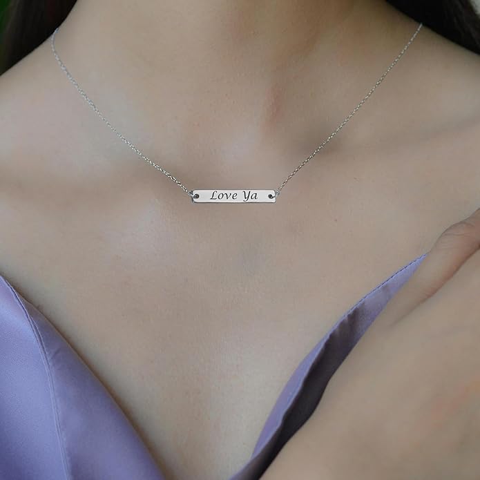 Name Bar Jewelry special Custom Engraved Bar Necklace Personalized Name Date GPS Coordinates Handcrafted Gift for Wedding Bridesmaid Graduation Anniversary personalized bepoke jewelry