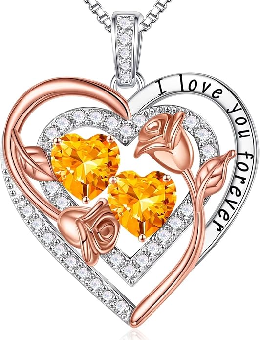 Iefil Birthstone Necklace for Women - Sterling Silver Birthstone Necklace Anniversary Birthday Gifts for Her Wife Mom Daughter