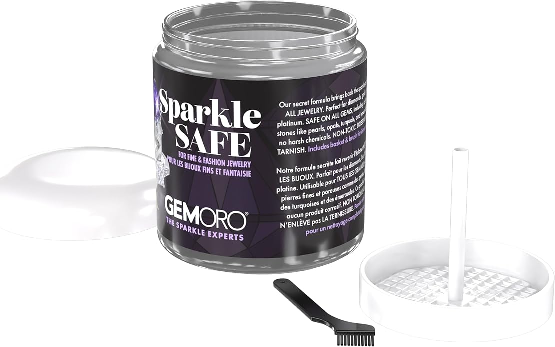 GemOro Sparkle Safe Jewelry Cleaner | for Fine & Fashion Jewelry | Professional Performance Cleans Rings Watches Glasses Earrings