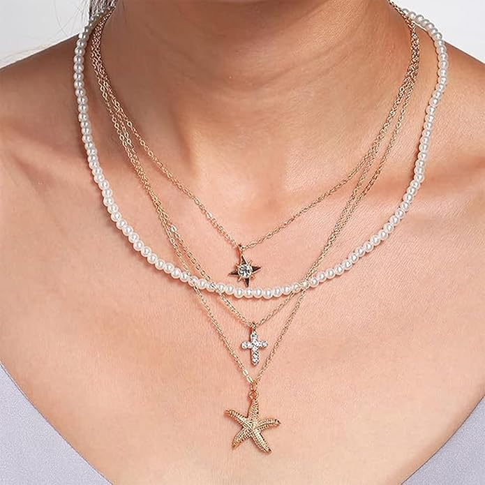 Choistily Charm Necklace Dainty Gold Western Outfit Beach Jewelry for Women Trendy Cowgirl Accessories for Women Gold Bow Sea Shell Pendant Necklace Preppy Stuff Summer Jewelry 2025