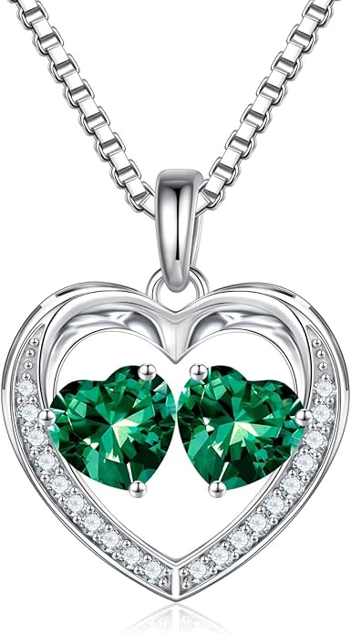 Iefil Birthstone Jewelry for Women - 925 Sterling Silver Birthstone Necklace, Anniversary Birthday Gifts for Women, Jewelry Gifts for Her Wife Mom Daughter