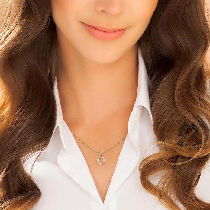 PEORA Letter A to Z Lab Grown Diamond Initial Pendant Necklace in Sterling Silver, F-G Color, VS Clarity, with 18 inch Chain