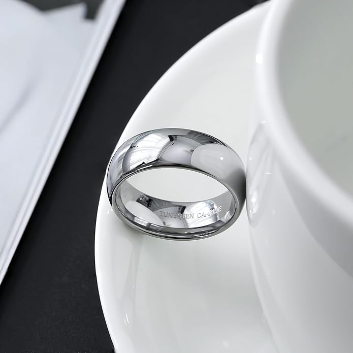 Jstyle 2mm 4mm 6mm 8mm Tungsten Rings for Men Women Hypoallergenic Wedding Band Rings Gold/Silver Domed High Polish Comfort Fit Size 6-12 Not Tarnished