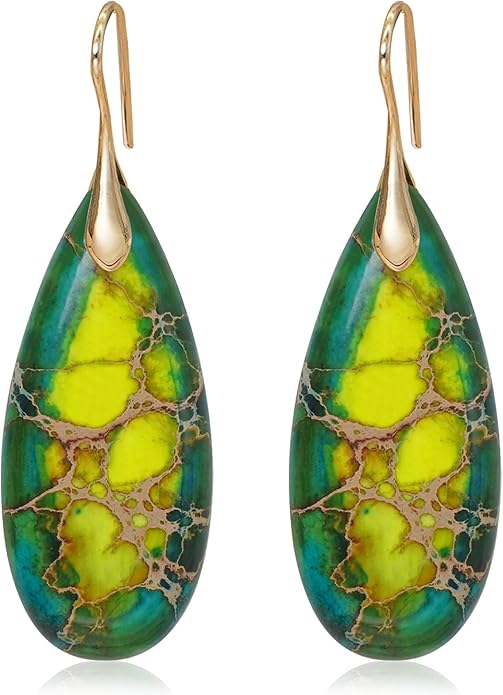 Natural Stone Earrings Waterdrop Stone Dangle Earrings for Women