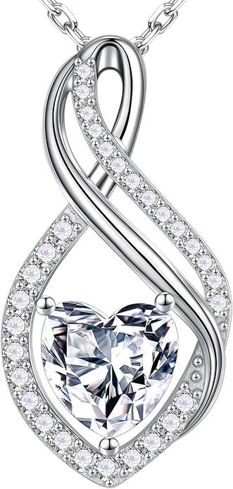 MOOSEA Infinity Moissanite Pendant Necklace, 1-3ct Lab Created Moissanite Necklace 925 Sterling Silver Anniversary Birthday Wedding Gifts for Women Wife Her, Dainty Heart Necklaces Jewelry Gift