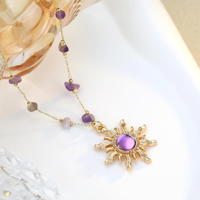 Charm Necklace for Women Gold Evil Eye Sun Moon Flower Coin Pendant Necklace Dainty Paperclip Chain Vintage Luck Amulet Choker Necklaces Celestial Jewelry Gift