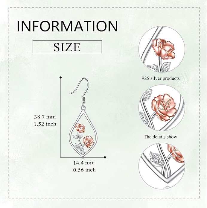 Scottish Thistle/Sunflower/Violet/Daffodil/Orchid Earrings Sterling Silver Flower Dangle Dangling Drop Boho Earrings Jewelry Gifts for Women