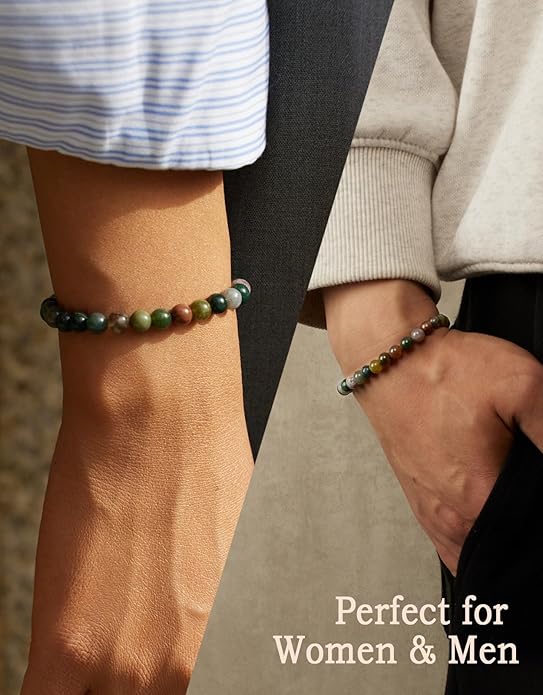 Handmade Natural Stone Beaded Stretch Bracelets,Healing Crystals Protection Bracelet,Spiritual Jewelry Gifts for Women & Men,Replacement Beads Included