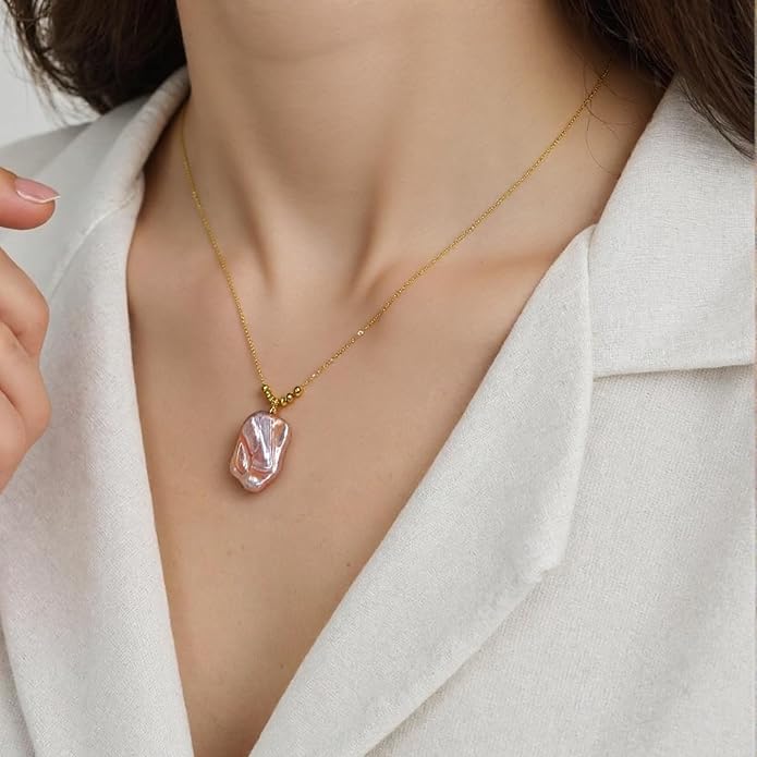 Pearl Necklaces for Women,Charm Choker Necklaces with Natural Freshwater Cultured Pearls,Dainty Pendants Necklaces Daily Wear or Fashion Gift for Women