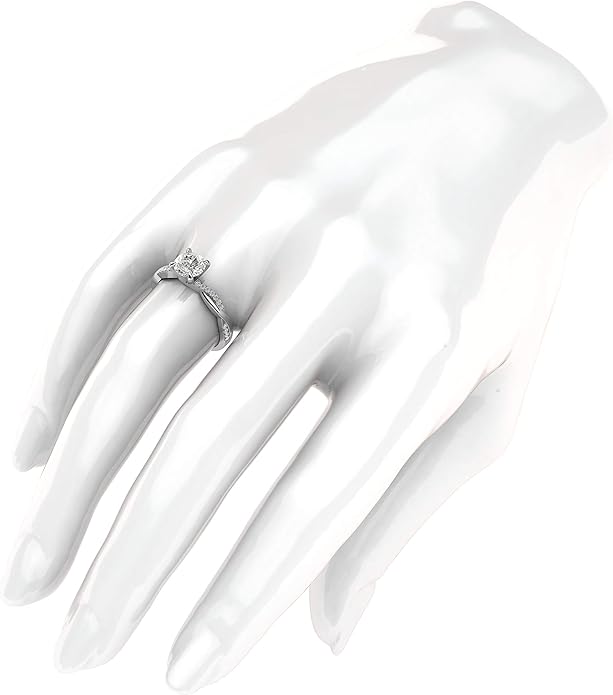 Solid 14k White Gold 4-Prong Petite Twisted Vine 1.0 CT Moissanite Engagement Ring Promise Bridal Ring