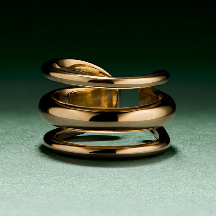 Hey Harper Gold Ring for Women - Gold Plated Stacking Waterproof & Sweatproof Jewerly Ring - Everday Non Tarnish Cute Fashion Circle Rings