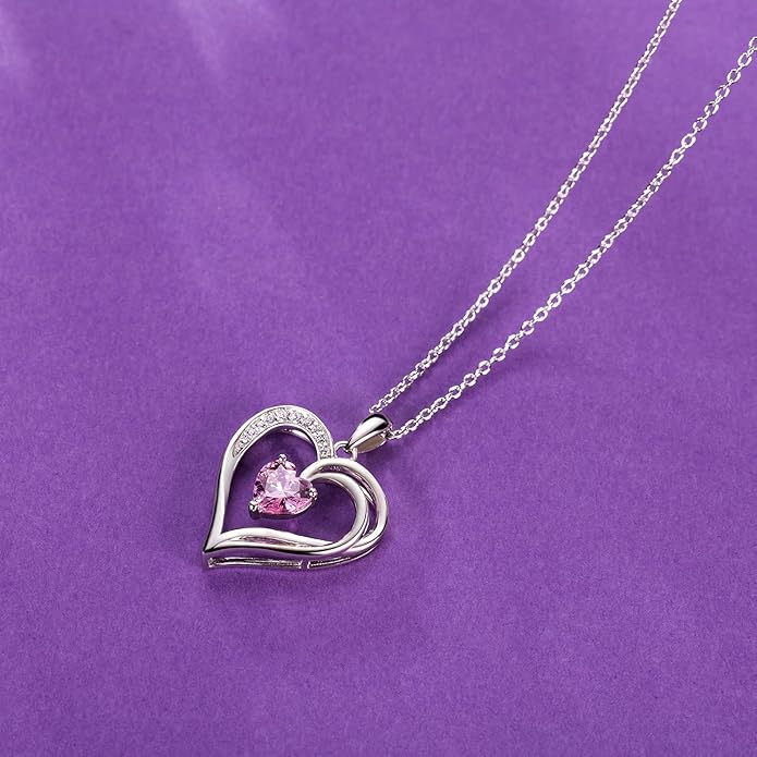 925 Sterling Silver Heart Necklace for Women Birthstone Necklace Silver Jewelry for Womens Jewelry Gifts for Women Her Mom