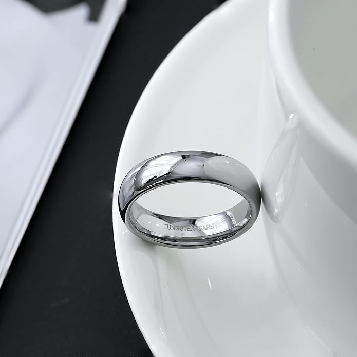 Jstyle 2mm 4mm 6mm 8mm Tungsten Rings for Men Women Hypoallergenic Wedding Band Rings Gold/Silver Domed High Polish Comfort Fit Size 6-12 Not Tarnished