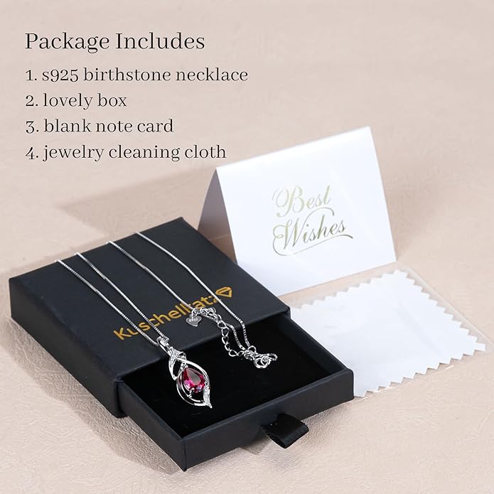 Birthstone Necklace for Women, Gemstone Sterling Silver Necklace for Girlfriend, Mom Birthday Gifts for Women, Gifts for Wife Anniversary, Christmas Gifts