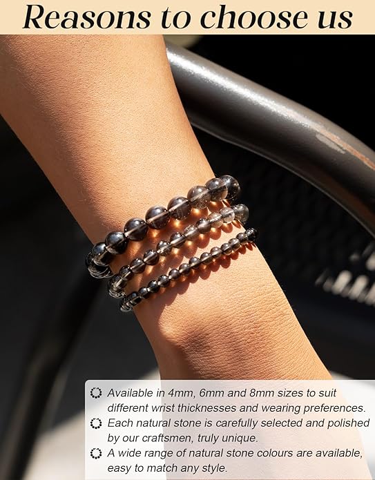 Handmade Natural Stone Beaded Stretch Bracelets,Healing Crystals Protection Bracelet,Spiritual Jewelry Gifts for Women & Men,Replacement Beads Included