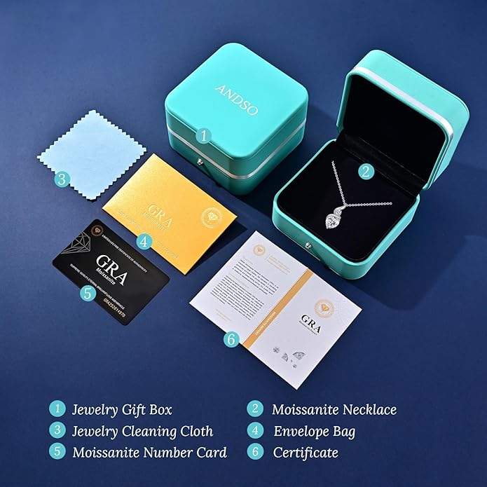 Moissanite Heart Pendant Necklaces for Women，925 Sterling Silver Gold Plating Necklace with Birthstone，Ideal Anniversary Present or Birthday Christmas Valentine Engagements Mothers Day Jewelry Gifts for Mom Wife Her Girlfriend