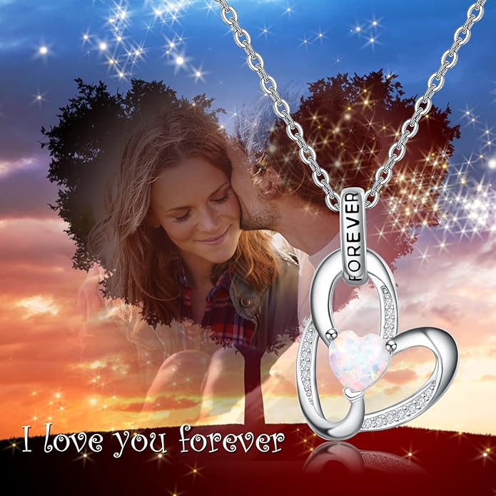 Palpitate Heart Necklaces for Women Forever Love Pendant Necklace Anniversary Valentine's Day Gifts for Lovers Wife Her Mom