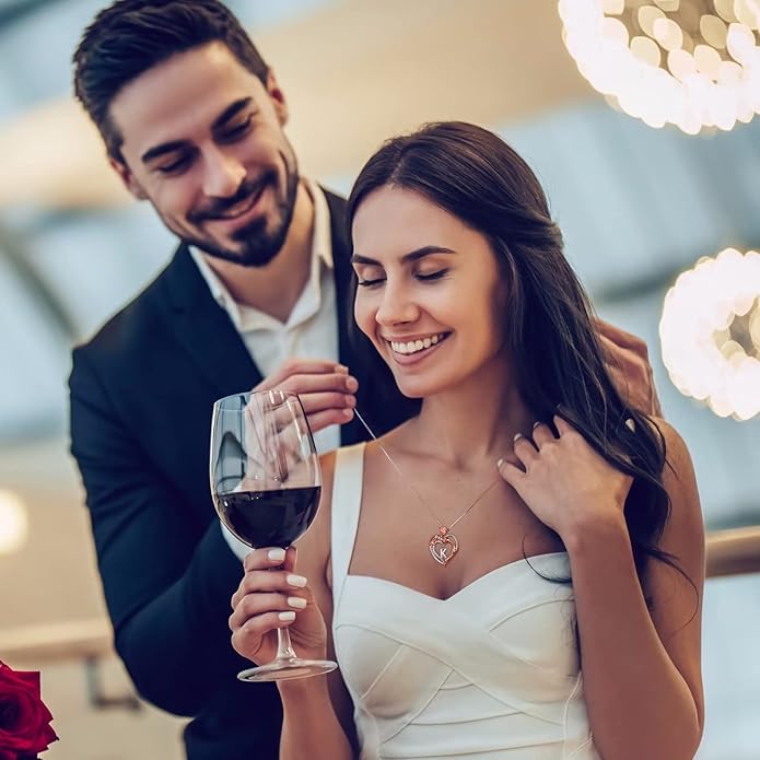 Iefil Rose Heart Necklaces Gifts for Women, 925 Sterling Silver Rose Heart Initial Letter Necklace for Her Mom Wife Girlfriend