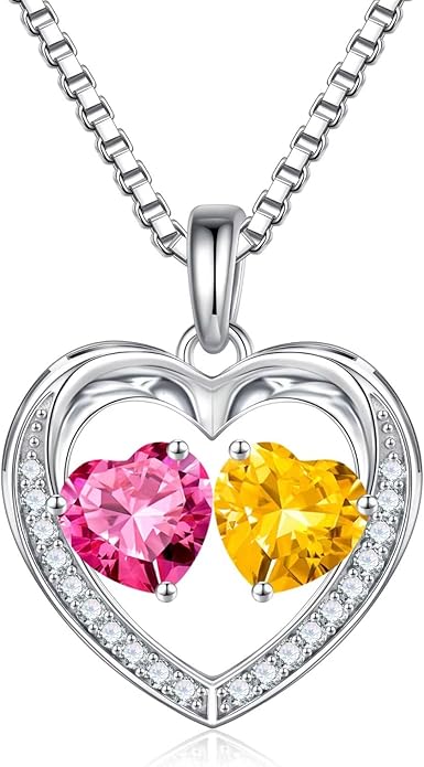 Iefil Birthstone Jewelry for Women - 925 Sterling Silver Birthstone Necklace, Anniversary Birthday Gifts for Women, Jewelry Gifts for Her Wife Mom Daughter