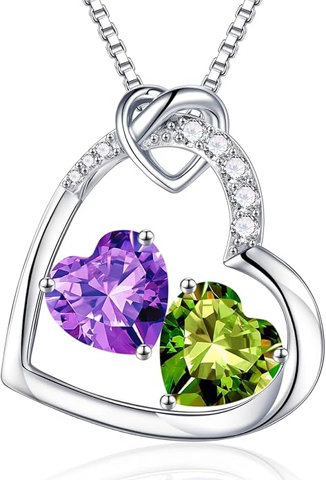 Iefil Birthstone Necklace for Women - 925 Sterling Silver Birthstone Necklace, Anniversary Birthday Gifts for Women Wife Girlfriend, Jewelry for Mom Daughter