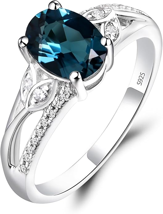 925 Sterling Silver Oval Shaped 8X6 MM Gemstone Ring Leaf Engagement Ring for Women Jewelry
