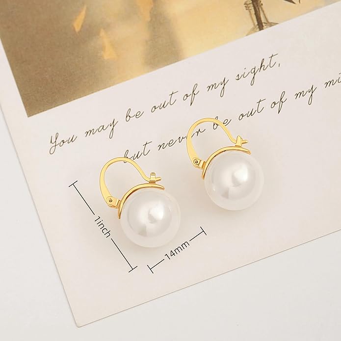 925 Sterling Silver Hoop Handpicked AAA+ Quality 7.5-8mm White Freshwater Cultured Pearl Dangle Drop Earrings Jewelry for Women