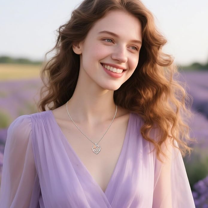 Number Necklace for Women 925 Sterling Silver Rose Angel Numbers Necklace Jewelry Birthday Gift for Grandma Mother
