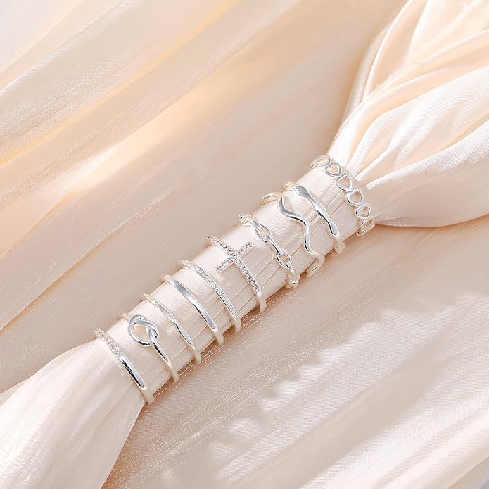 ZOERAY 10PCS 14K Gold Plated Stacking Rings for Women Thumb Stackable Knuckle Band Rings Plain Twist Thin Joint Finger Wedding Gold Ring Set for Women Size 4 to 11