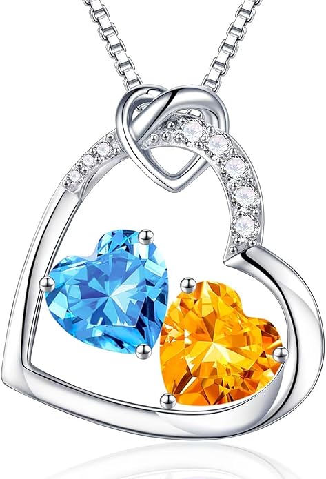 Iefil Birthstone Necklace for Women - 925 Sterling Silver Birthstone Necklace, Anniversary Birthday Gifts for Women Wife Girlfriend, Jewelry for Mom Daughter